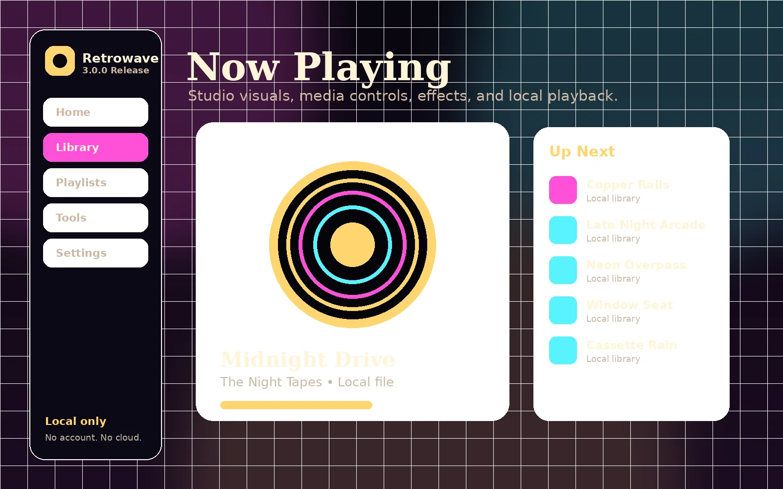 Retrowave Now Playing screen